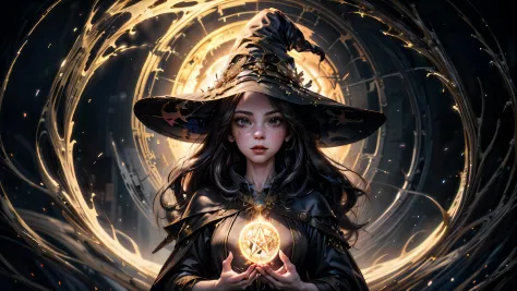 1girl, (((witchcore, witchcraft, pagan, mystical, nature, occult))) , magician, spell magic, magic circle, ((magic in hand)), ((...