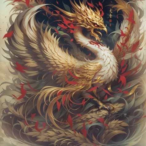 Chinese mythology and stories，Journey，King of Golden-winged Roque，A half body，closeup cleavage，Open your mouth，tosen，Fierce eyes，Blood，A mouth full of blood，Dripping blood，Puffing，massive wings，Thick feathers，feater，Super close，Sharp focus，best qualtiy，8K分...