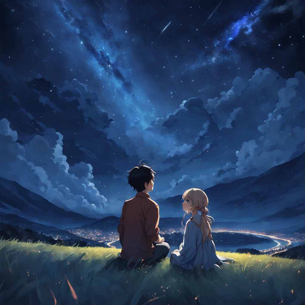 two-people-sitting-on-a-hill-looking-at-the-stars-seaart-ai