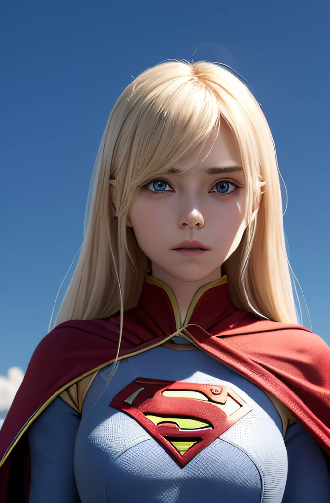 8K，Best quality at best，Real picture，Complicated details，A capital X on the chest，ultra - detailed，超高分辨率，Depth field，（真实感，Fidelity：1.2），tmasterpiece，European girl，Photo of Supergirl，（Bruises，grimy，torn laundry，Clothing that exposes，bloods:1.3), eBlue eyes, blond hairbl, long whitr hair, Tear the cloak, Tear pantyhose, super heroes, 独奏, suns, blue-sky, best qualtiy, realisticlying, realisticlying, (complexdetails:1.2), (exquisitedetails), (cinematric light), 清晰的线条, Clear focus, photorealiscic face, A detailed face, Unified 8K wallpapers, 超高分辨率, (真实感:1.4), looking at viewert