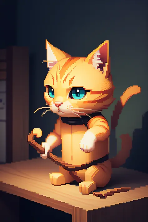 Pixel art　Stick Man　cat