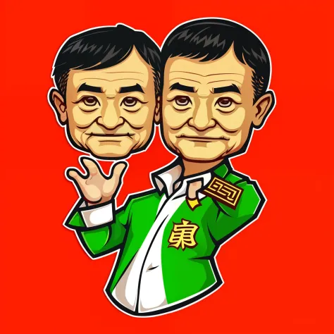 Cartoon chibi stickers featuring Mr.Jack Ma who that Alibaba owner, with a cute and vector design, available in 10 packs