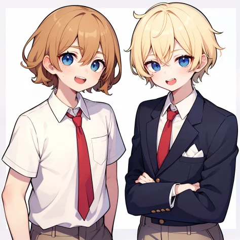 super fine illustration,animated,1boy,guy,man,male,short hair,curly hair,parted bangs,hair between eyes,blonde hair,short sleeve...