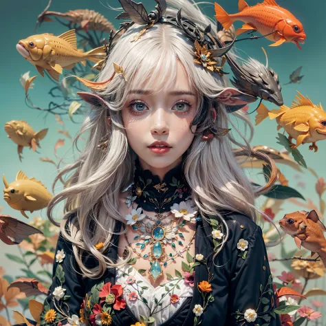 girl、photo、fantastical、loretta luxe、flat-colors、hitornfreckles、surrealism:1.3,