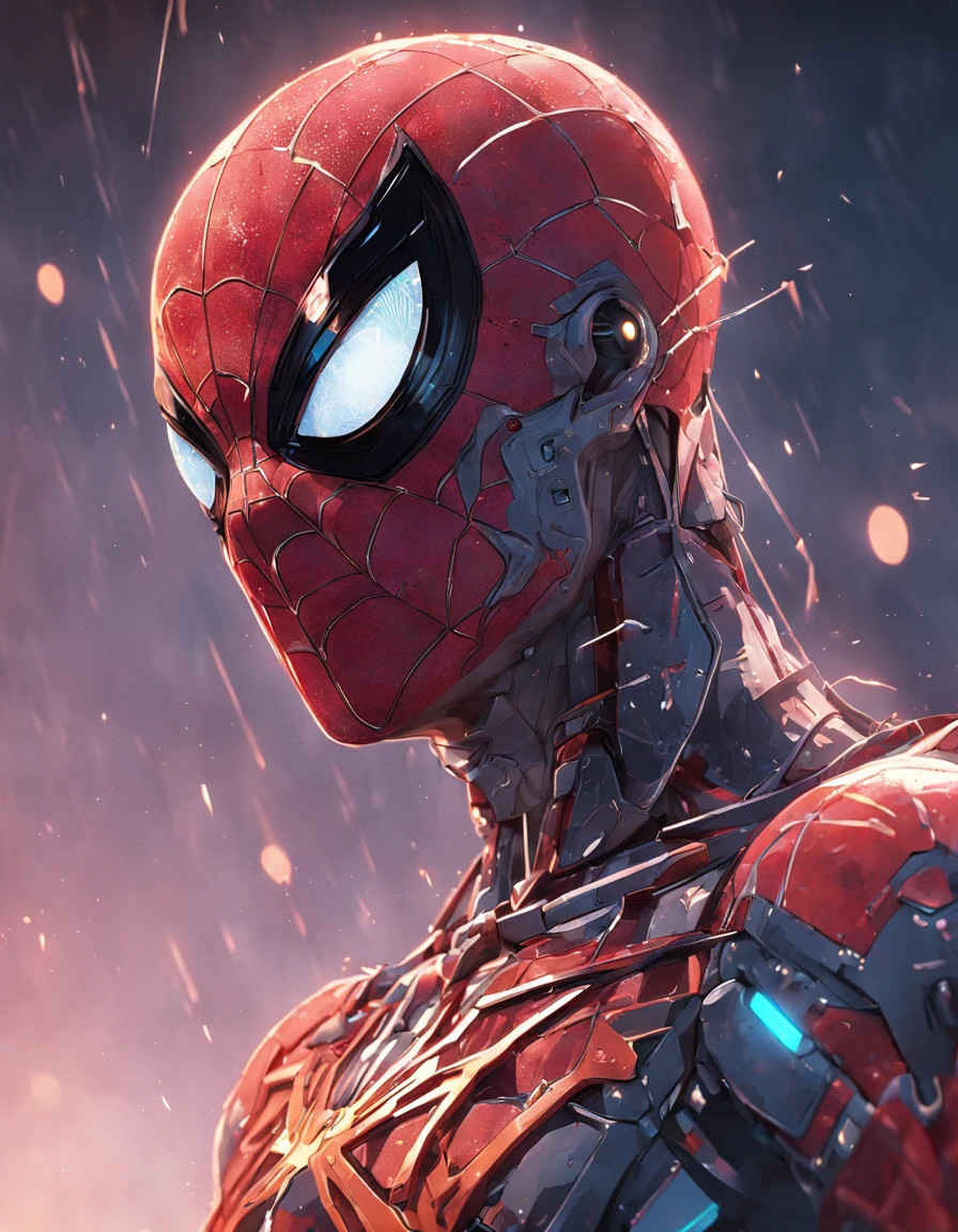 (Cyborg:1.2) Spider-Man robot, (((kinetic))), Masterpiece full body, High definition, 8K, Very high quality, high-detail face, Sharp, degrees of  ,Depth_af_Field, style of midjourney , Cinematic, to contrast, Detailed, 8K, Sharp focus, Cyberpunk