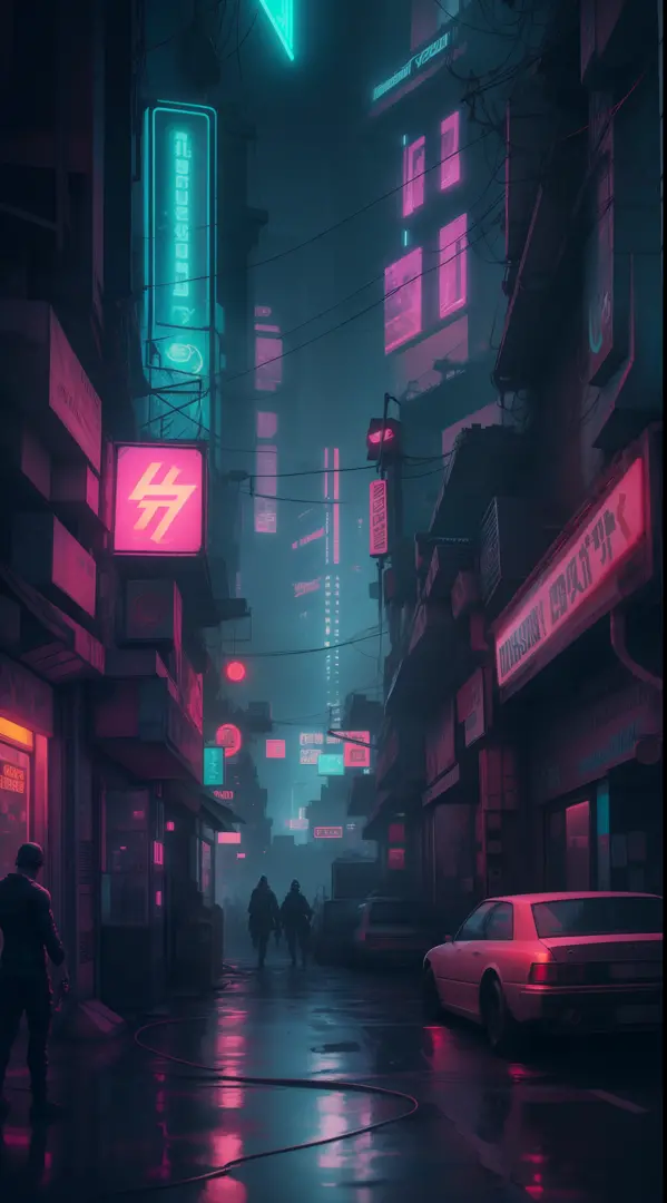 "Cyberpunk cityscape with captivating neon lights, immersing you in the electrifying atmosphere of a dystopian metropolis."