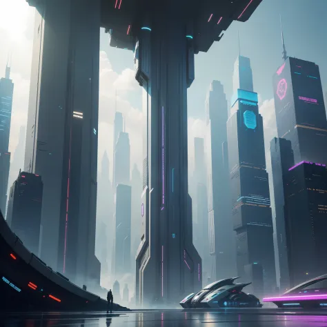 A beautiful cyberpunk futuristic world、Skyscrapers、Sci-Fi Art　top-quality、​masterpiece、超A high resolution、futuristic cities