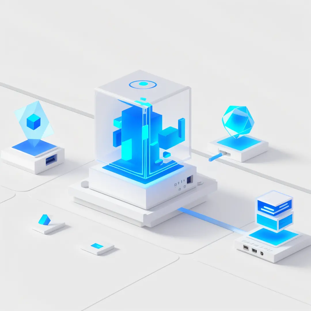 There are a lot of different devices connected together, prerendered isometric graphics, optane render, depicted as a 3 d render, 3d isometric, 3 d isometric, blueshift render, isometric illustration, isometric 3d render, computer render, isometric design,...