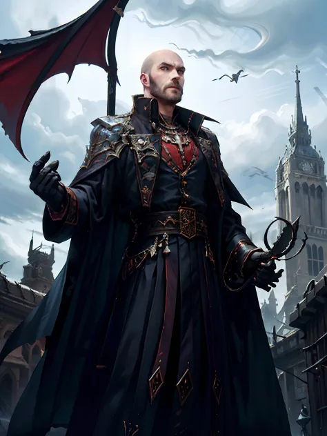 Castlevania Shadow Lord Bald Beard Handsome Warrior with Demons Movie Commercialization Super Detailed Hyper Realistic Masterpiece