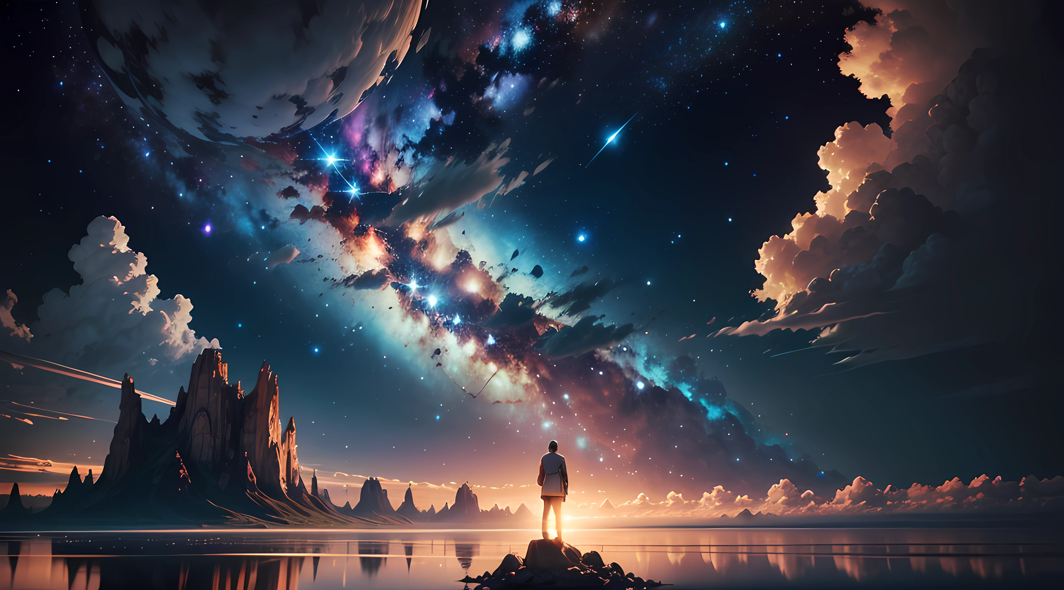 Create an image that depicts a breathtaking surrealist planet. Nesse ...