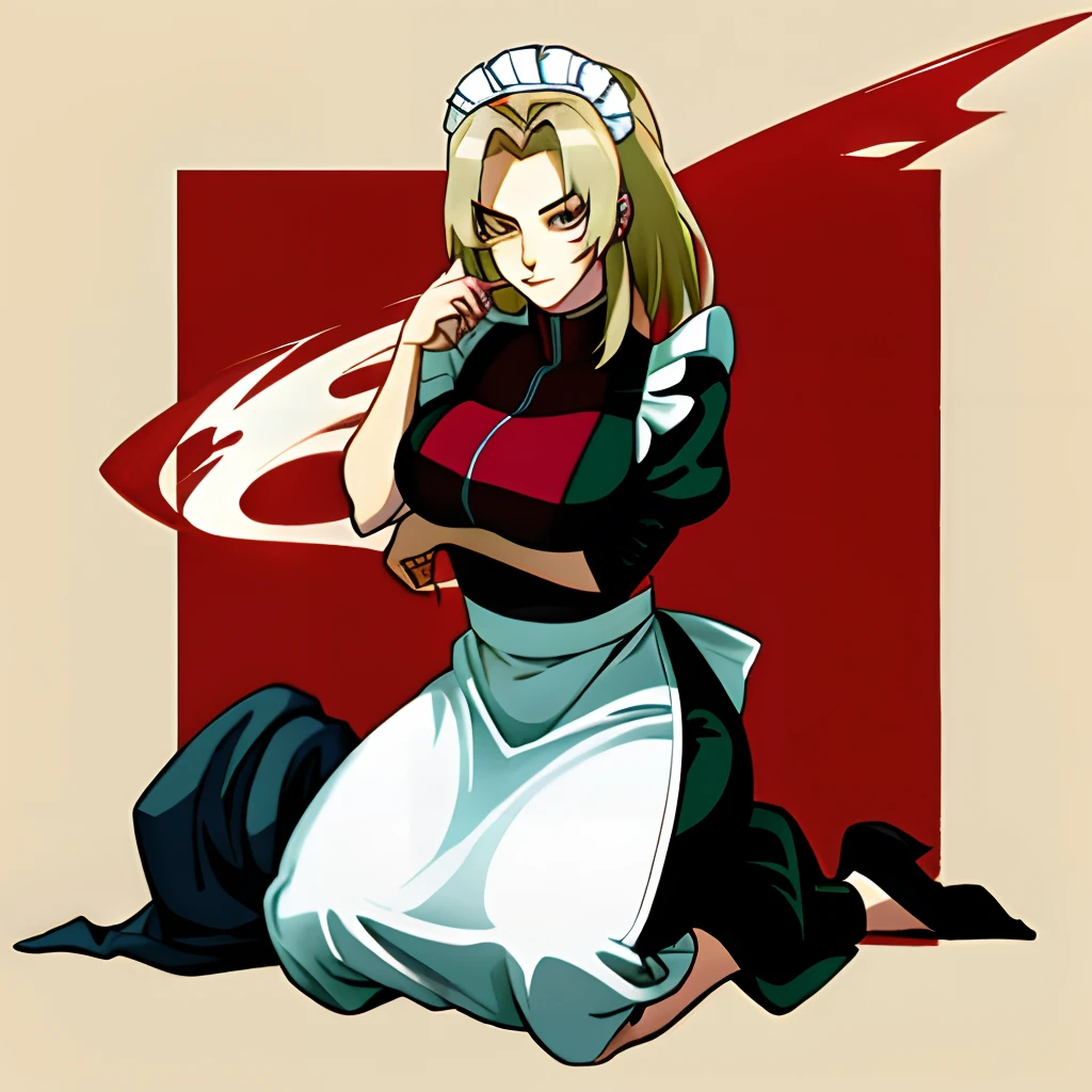 Anime character with a white apron and a red background - SeaArt AI