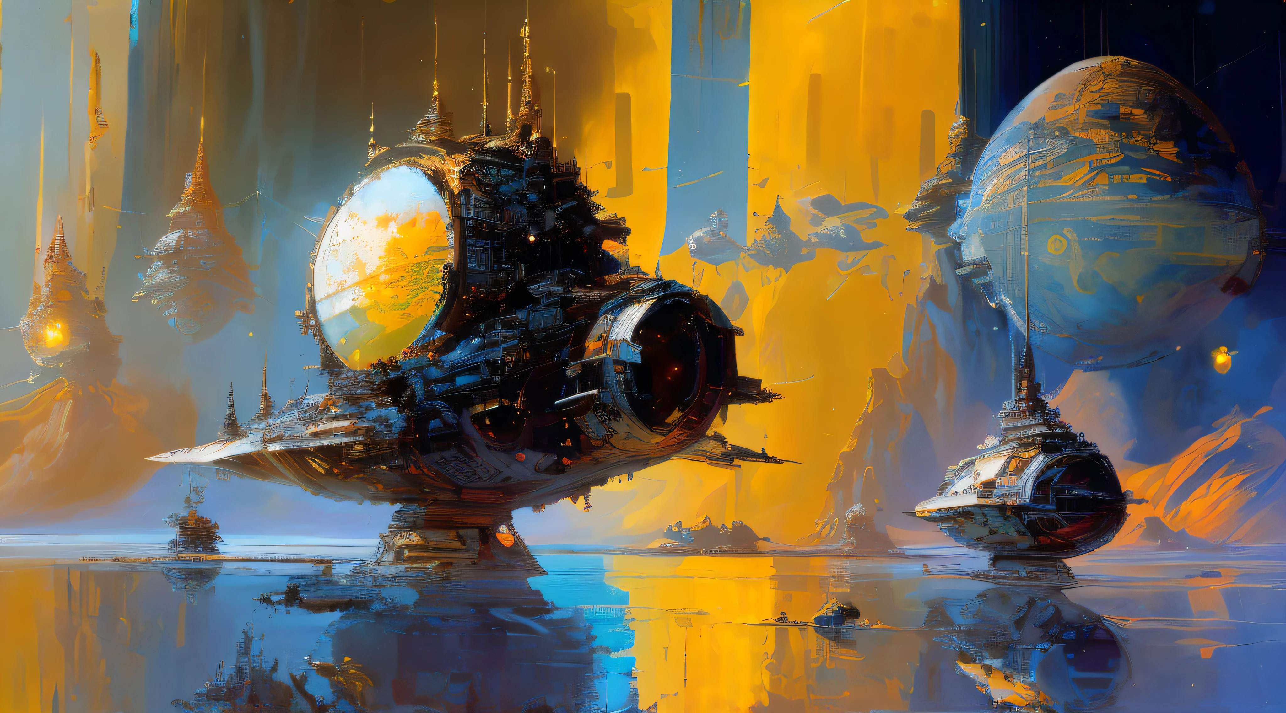 by John Berkey satellites in space orbit around the Earth, John Berkey space art style cinematography, atmospheric, photorealistic, elegant composition, Depth of Field, DOF, Tilt Blur, White Balance, 32k, Super-Resolution, Megapixel, ProPhoto RGB, VR, Halfrear Lighting, Backlight, Natural Lighting, Incandescent, Optical Fiber, Moody Lighting, Cinematic Lighting, Studio Lighting, Soft Lighting, Volumetric, Contre-Jour, Beautiful Lighting, Accent Lighting, Global Illumination, Screen Space Global Illumination, Ray Tracing Global Illumination, Optics, Scattering, Glowing, Shadows, Rough, Shimmering, Ray Tracing Reflections, Lumen Reflections, Screen Space Reflections, Diffraction Grading, Chromatic Aberration, GB Displacement, Scan Lines, Ray Traced, Ray Tracing Ambient Occlusion, Anti-Aliasing, FKAA, TXAA, RTX, SSAO, Shaders, OpenGL-Shaders, GLSL-Shaders, Post Processing, Post-Production, Cel Shading, Tone Mapping, CGI, VFX, SFX, insanely detailed and intricate, hypermaximalist, elegant, hyper realistic, super detailed, dynamic pose, photography cinematic, intense, cinematic composition + intricate detailed, cinematic lighting + rim lighting + color grading + focus + bokeh, 1X + Unsplash + 500px, taken by Canon EOS R5 RF85mm F1.8 MACRO lens 1/100sec