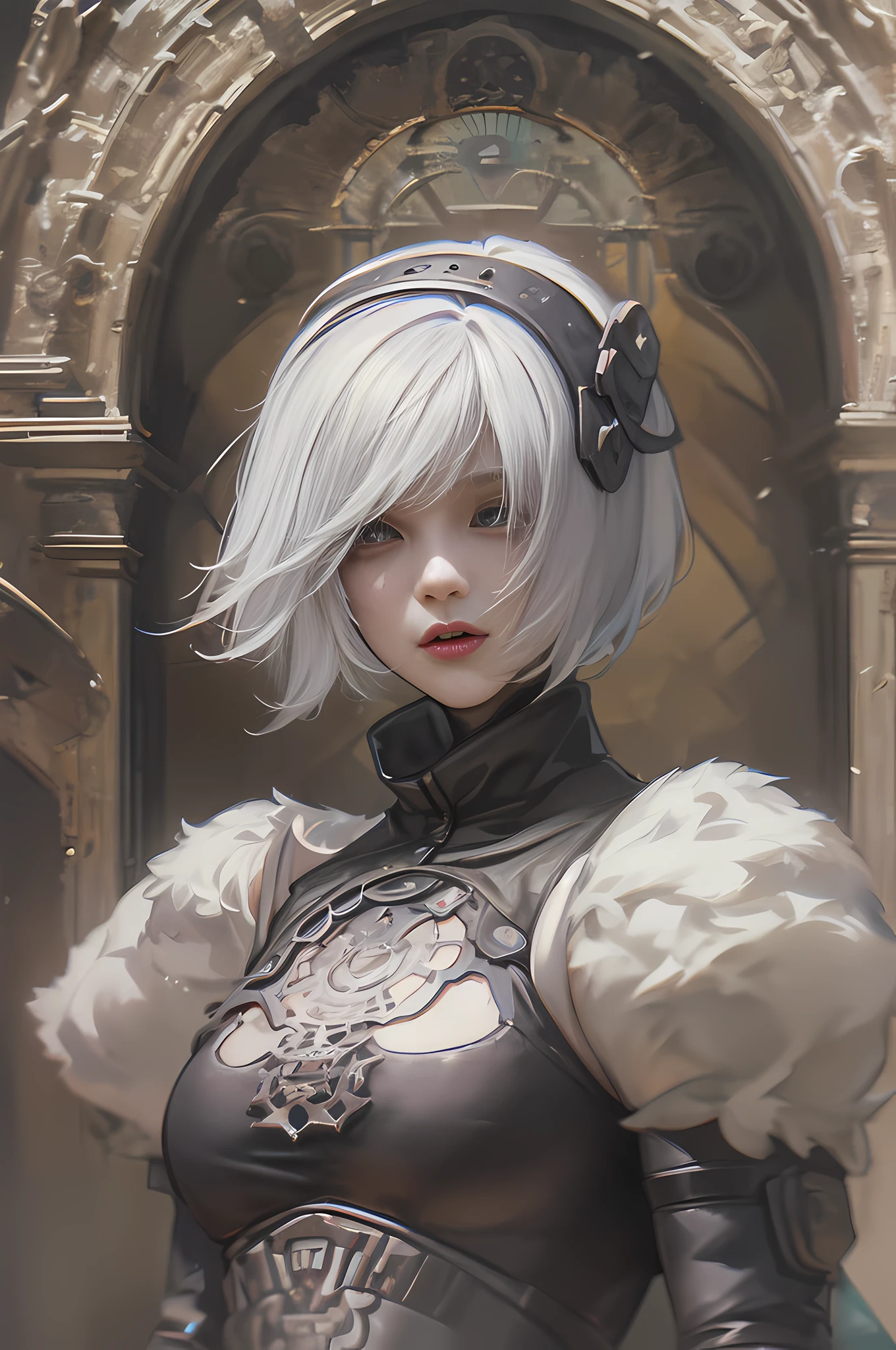 Greg Rutkowski artstyle, Nier Automata 2B, Watercolor, trending on artstation, sharp focus, studio photo, intricate details, highly detailed, by greg rutkowski