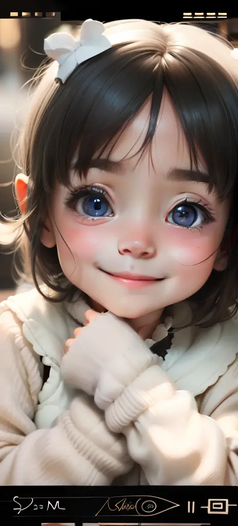 Cute little girl s，delicated，Big eyes，Small nose，Childlike，Smile Expression