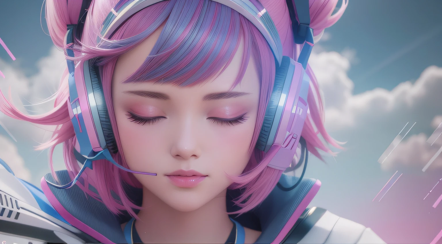 Anime girl listening to music with headphones and pink hair, anime styled 3d,  Anime style. 8K, photorealistic anime girl rendering, style of anime4 K -  SeaArt AI