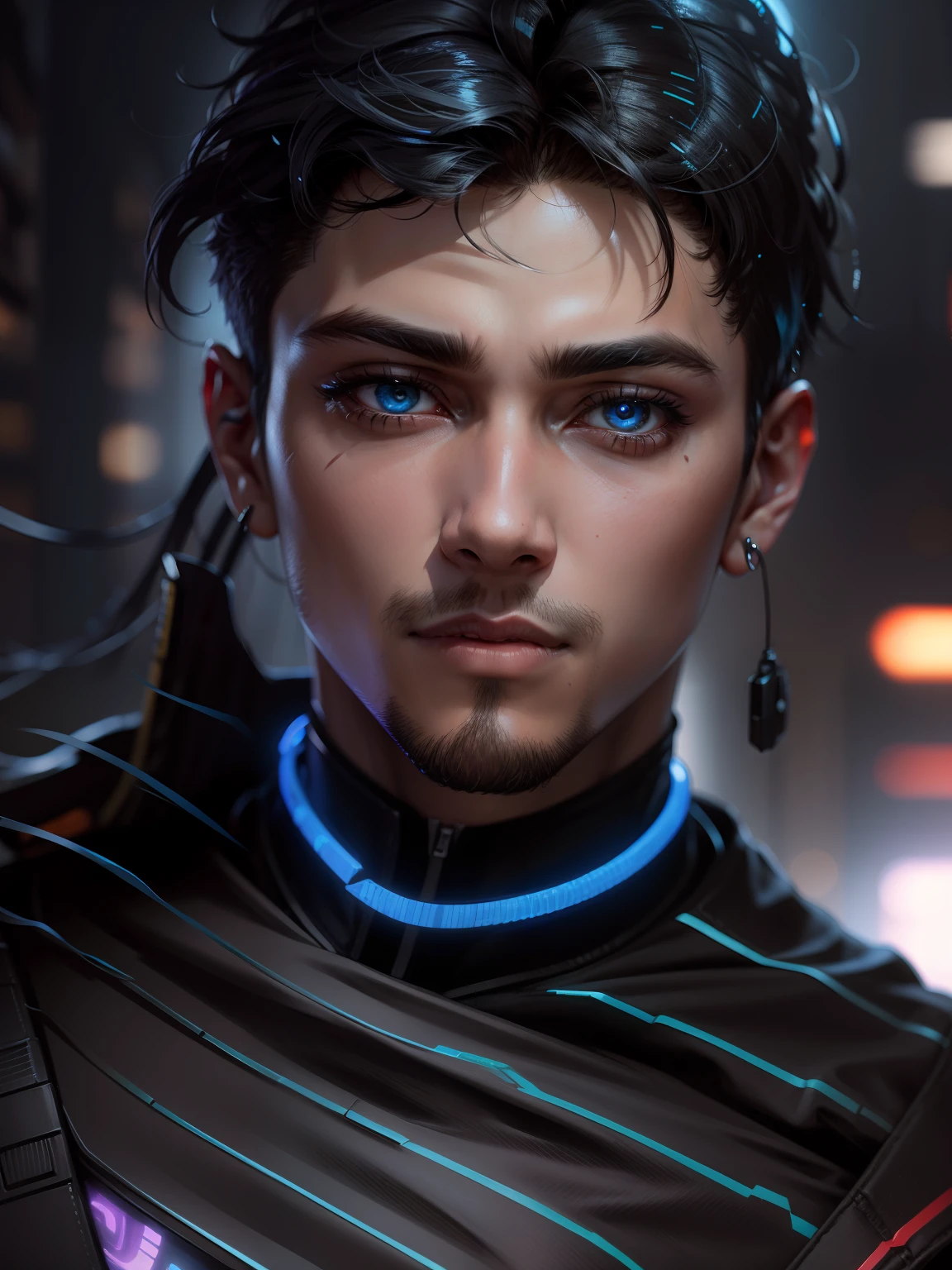 Change background cyberpunk handsome  boy realistic face SK ultra