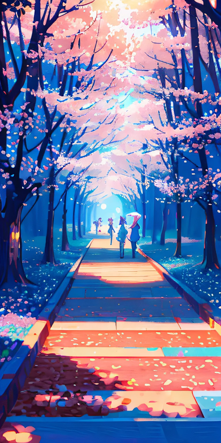 tmasterpiece，best qualtiy，（Very detailed CG unity 8K wallpaper）（best qualtiy），（Most Best Illustration），（Best shadow）Nature'，Blue sea，Pink cherry blossom leaves falling in the air light tracking，ultra-detailliert --v6