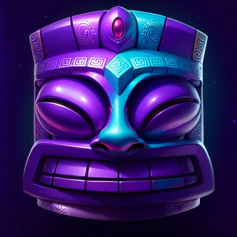 purpleish color，Mayan Totem，vibrant with colors，steins，gameicon，highest masterpiece，HighestQuali，lisses
