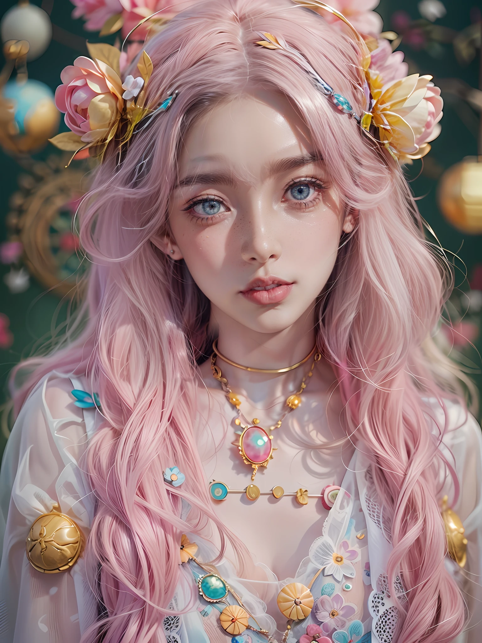 girl with(独奏)、Photo、Fantastical、(Loretta Luxe:1.3)、PastelColors:、hitornfreckles、surrealism:1.1、Low contrast:1.2、ultra-detailliert、8K、perfect  eyes、Photo:1.9,