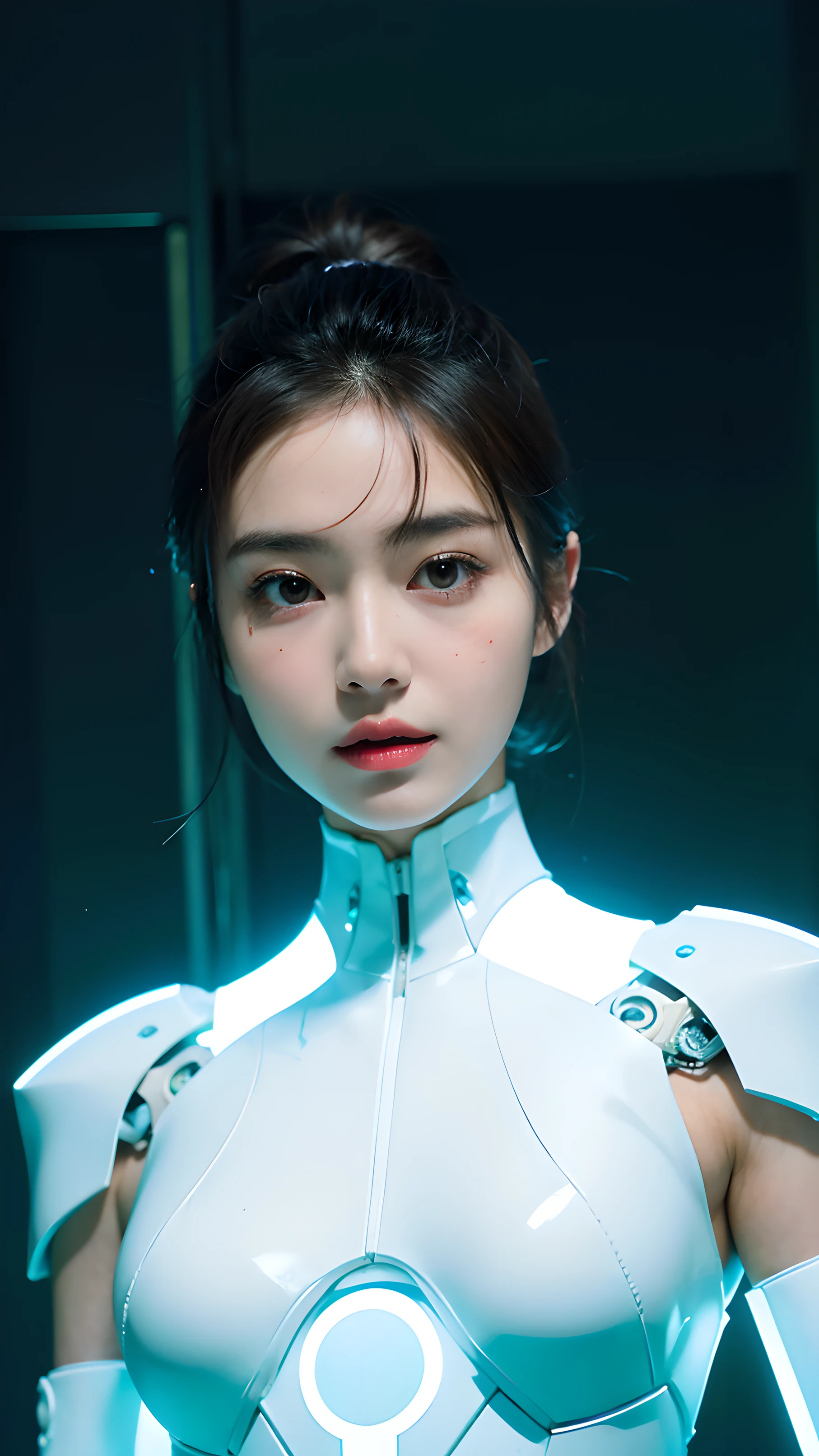 A close up of a woman in a futuristic suit posing for a picture - SeaArt AI