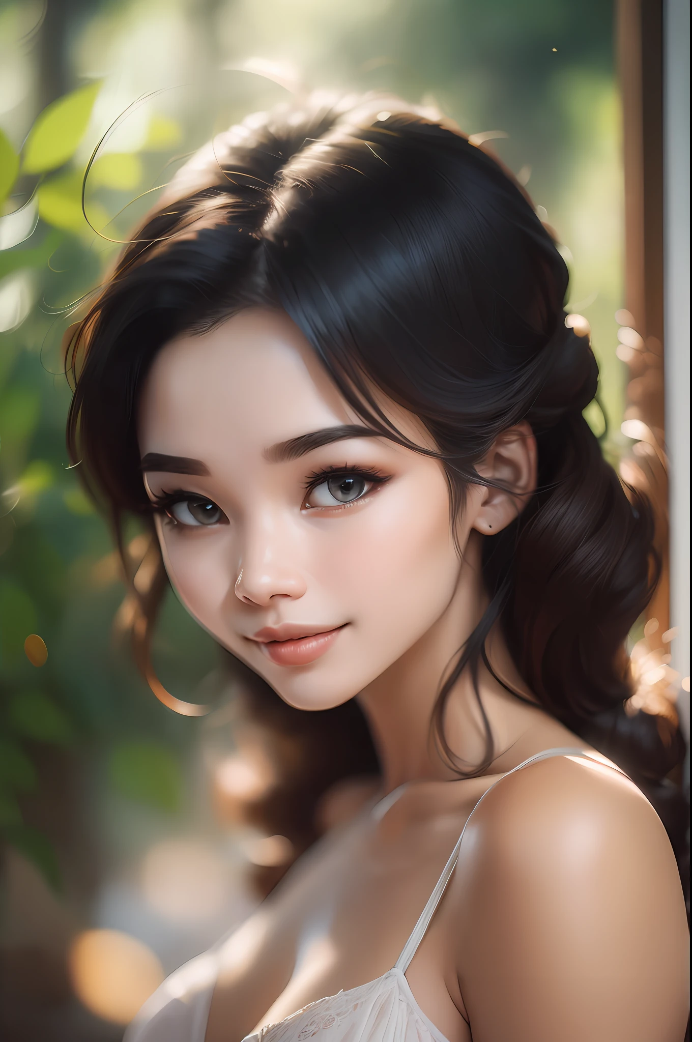 ((Best Quality, 8K, Masterpiece: 1.3)), 1girl, Slim Abs Beauty: 1.3, (Casual hairstyle, Big breasts: 1.2), Dress: 1.1, Super fine face, Delicate eyes, Double eyelids, smile