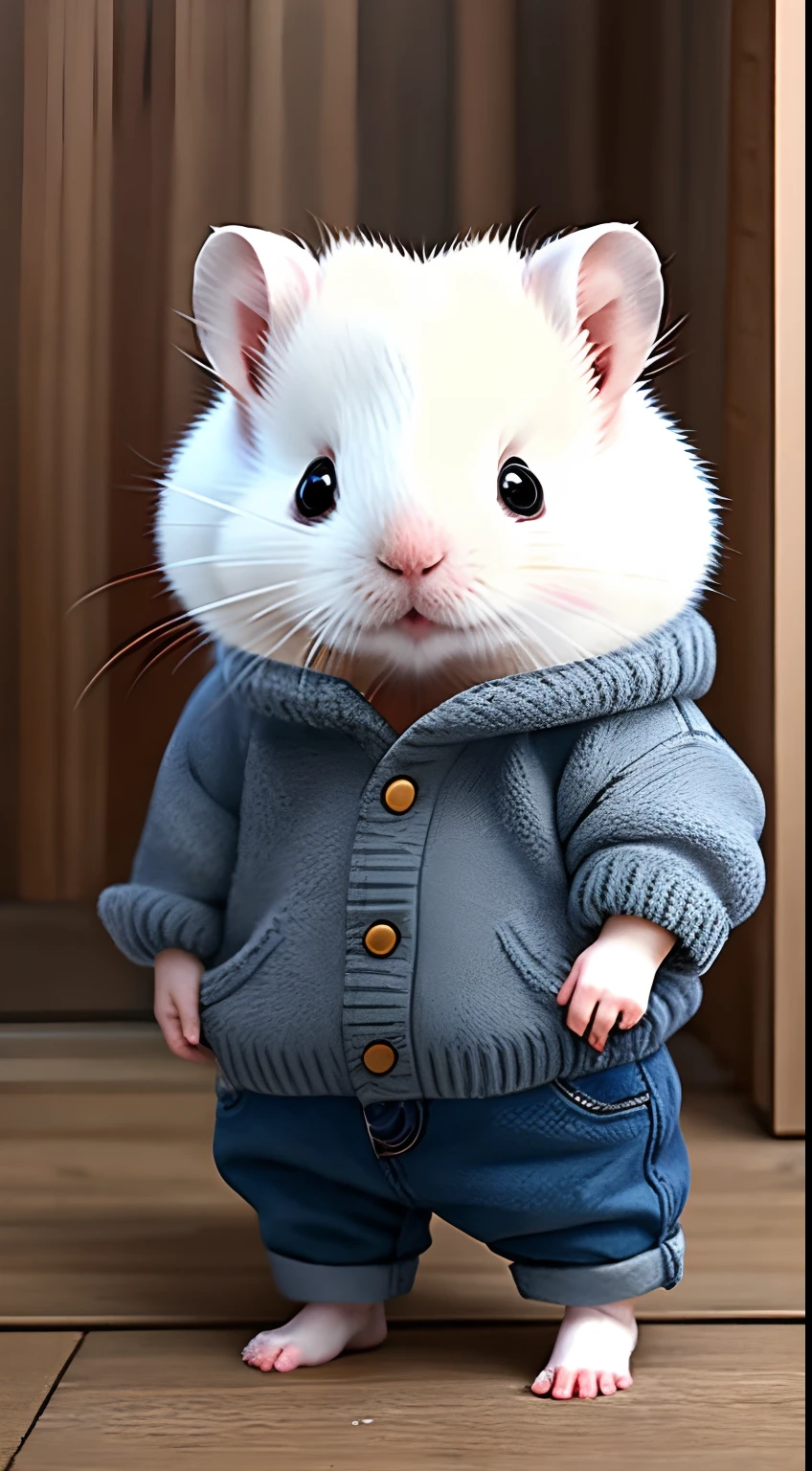 Mignon hamster blanc moelleux, Porter des pantalons