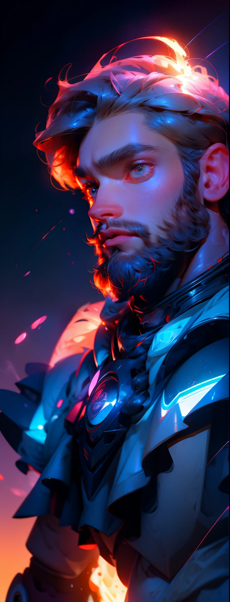 Handsome bearded uncle，full body pov，The whole body is covered with mecha，starryskybackground，swirles，depth of fields，dynamic blur，metallic reflective，Real light，Ray traching，oc rendered，Hyper-realistic，best qualtiy，8K，Works of masters，super-fine，Detailed pubic hair，Correct anatomy，sharp focus on eyes，Bokeh，Facial features are carefully depicted，The sky looks down，levitating，the space， --v 6