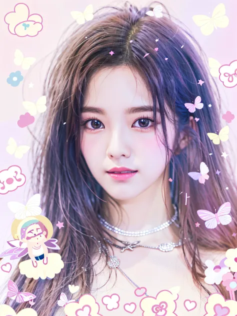 a close up of a girl with long hair and a necklace, portrait jisoo blackpink, adorable digital art, jisoo from blackpink, jisoo ...