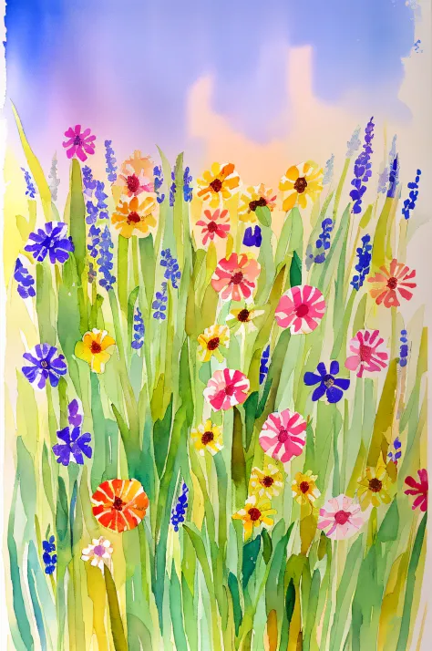 wildflowers, flowers, art, farm art, botanical watercolor、remove the frame