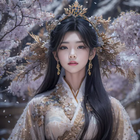 32K（tmasterpiece，k hd，hyper HD，32K）Long flowing black hair，ponds，Xuzhou girl ，Tower Protector （realisticlying：1.4），Python patter...