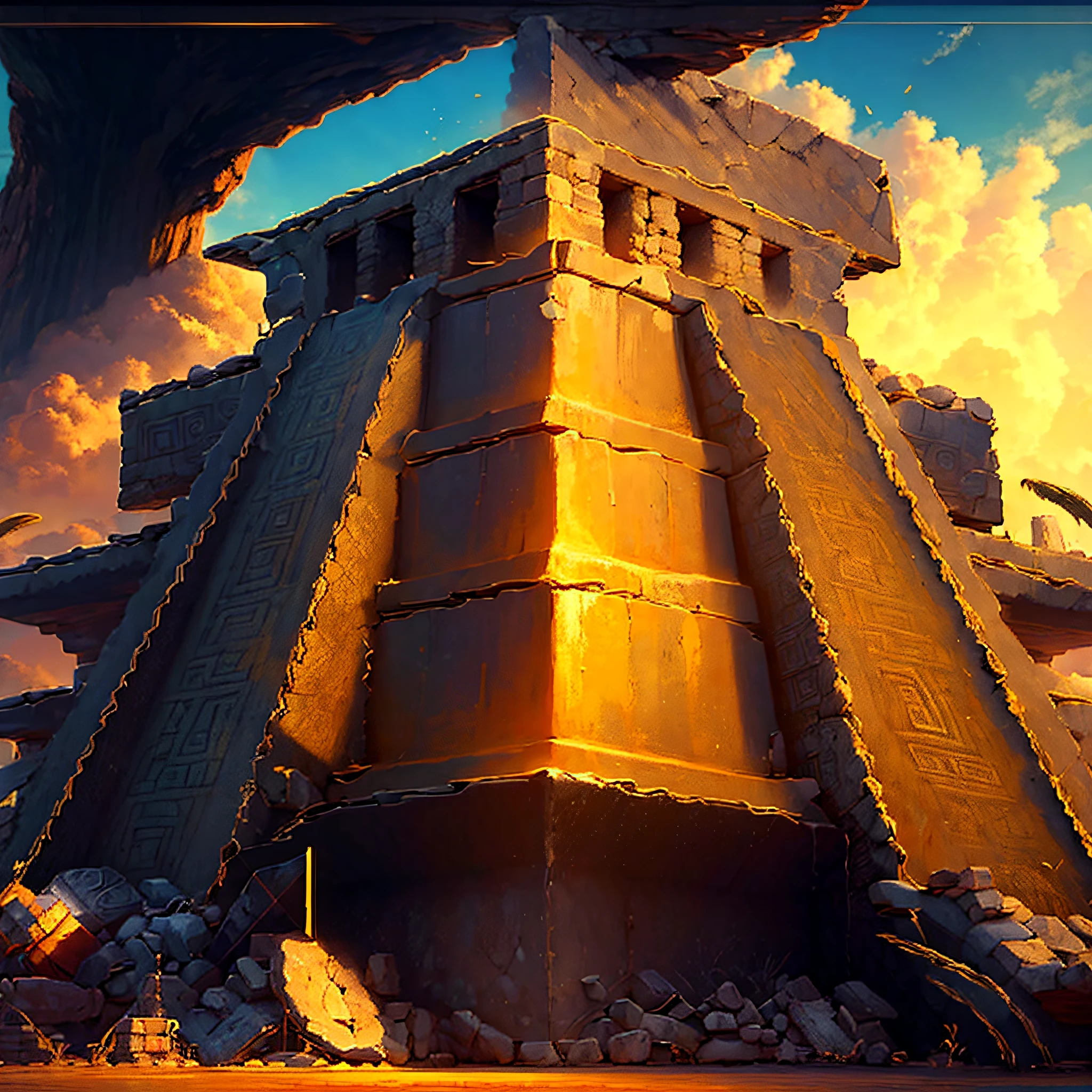 玛雅神庙,金色,燦爛,遊戲圖示,最高傑作,高品質
