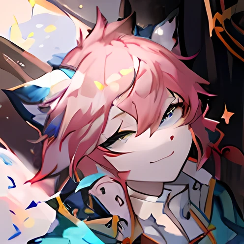 Anime girl with pink hair and blue eyes holding a knife, [[[[grinning evily]]]], Avatar image, author：Master of Han Chinese, !8K!, Anime moe art style, author：New Art, Also, furry furaffinity, high detal), From Arknights, Best Rated on pixiv, Detailed fanart, by Puru
