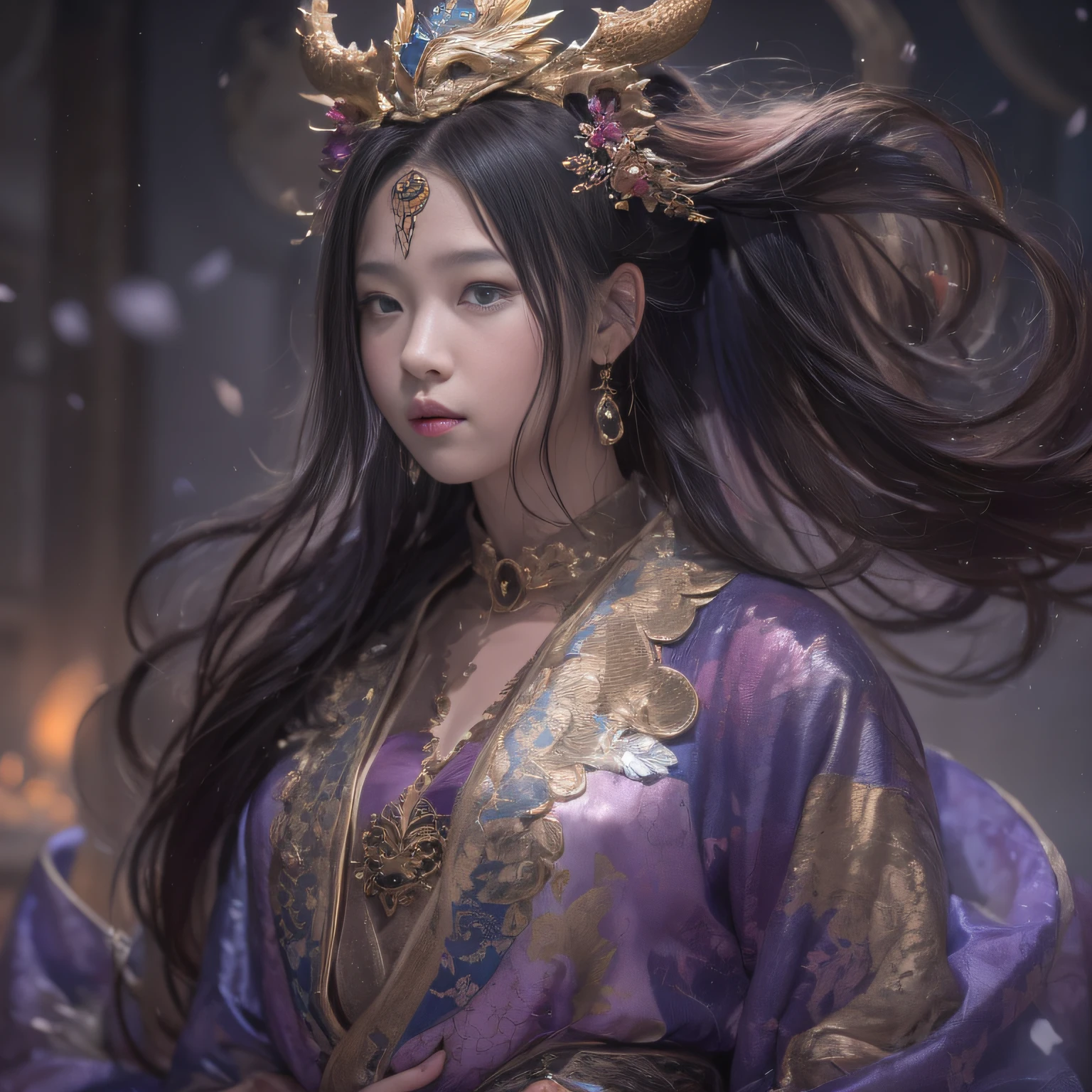 32K（tmasterpiece，k hd，hyper HD，32K）Long flowing black hair，Gold jewelry area in the back room，Smoke ring girl ，Bronze Dragon Protector （realisticlying：1.4），Python pattern robe，Purple-pink tiara，Snowflakes fluttering，The background is pure，Hold your head high，Be proud，The nostrils look at people， A high resolution， the detail， RAW photogr， Sharp Re， Nikon D850 Film Stock Photo by Jefferies Lee 4 Kodak Portra 400 Camera F1.6 shots, Rich colors, ultra-realistic vivid textures, Dramatic lighting, Unreal Engine Art Station Trend, cinestir 800，Hold your head high，Be proud，The nostrils look at people，32K（tmasterpiece，k hd，hyper HD，32K）Long flowing black hair，Backroom pond，zydink， a color， Asian people （Smoke billowed out）， （Silk scarf）， Combat posture， looking at viewert， long whitr hair， Floating hair， Hanfu， Chinese clothes， longer sleeves， （abstract ink splash：1.2）， white backgrounid，Kirin Beast Protector （realisticlying：1.4）， （realisticlying：1.4），，The nostrils look at people， A high resolution， the detail， RAW photogr， Sharp Re，