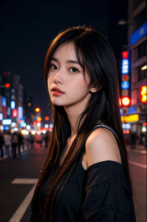 1girl, Tokyo street,night, cityscape,city lights - SeaArt AI