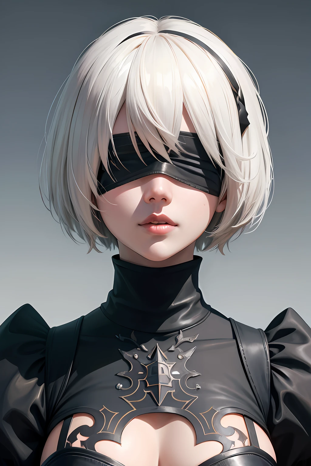 (Detailed face and eyes:1.3),
n_2b,White background,inky,Black blindfold, 
ultra-detailliert,(hight resolution:1.1),Best Quality,(masutepiece:1.3),Cinematic lighting,