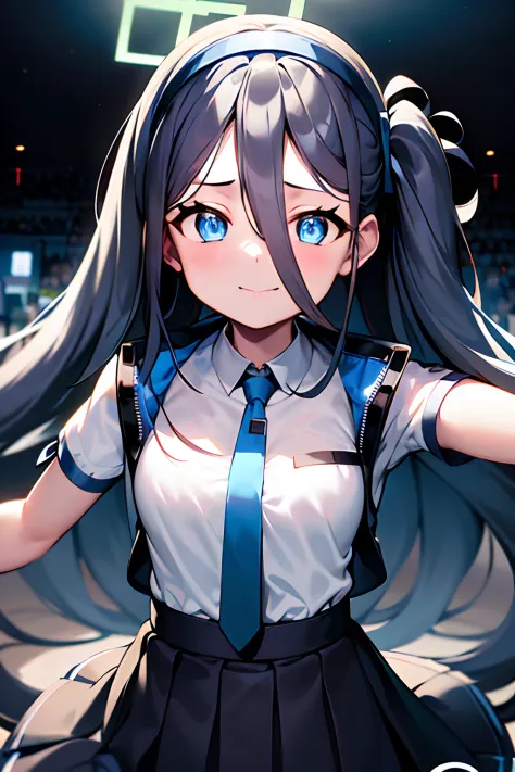 blue archive.tendo alice.up chest.large full breasts.(pigtails hair),(length hair),(long bangs),(black hairband),(long court),(s...