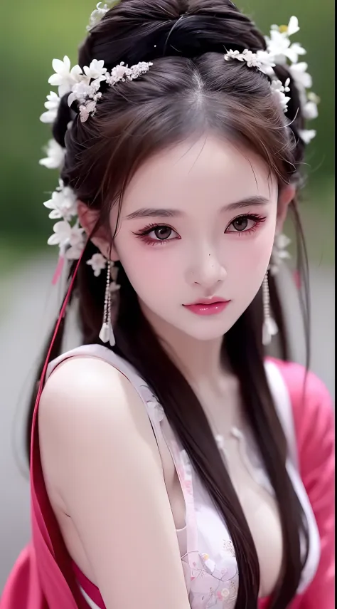 1 realistically beautiful girl, waist length hair, black eyes, ancient Ao Dai, style hanfu, wearing a thin silk shirt of ancient...