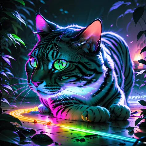 gato fluorescente, luz fluorescente no gato