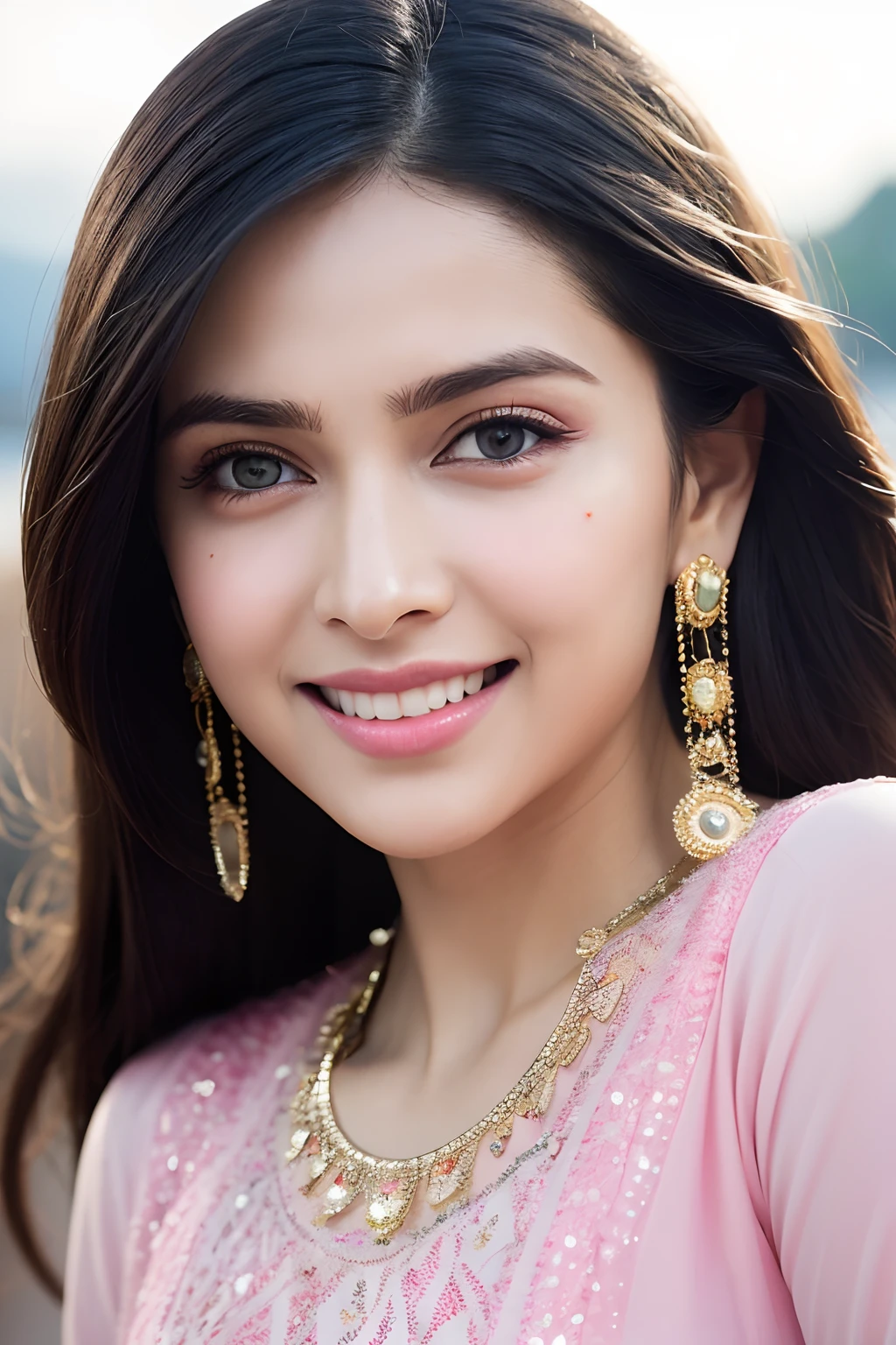 Wear bandhani anarkali dress sitting, gorgeous royal, ((deepika padukone:1.2)), jewellery, gem, necklace, gold bracelet, anklets, thick lips, skindentation, parted lips, ulzzang-6500-v1.1, portrait of a beautiful Indian woman, From Golden Skin, 2, Pretty woman, Indian model, (in long anarkali dress) (Slim abdomen), (Perfect slim figure), (Dynamic pose), Solo, ((open crotch)), (((bare ass))), (Slim:1.1), 1 woman, (Full figure:0.9), Beautifully detailed sky, sunny day, Mumbai city, On the street, detailed Mumbai street, Indian clothes,(( long sleeve dress)), ((long pink anarkali dress)), medium hair, smile, closed mouth, lips, Long Pink anarkali dress covered with full body, detailed beautiful round eyes, Indian women, Asian women, Beautiful face, photorealistic, rim lighting, two-tone lighting, gold bracelet, thick lips, indentation, parted lips, (detailed eyes), light blonde hair, blue eye, details still clear, honey-coloured, fluffy turned, HDR, shallow depth of field, broad light, backlighting, bloom, light sparkles, chromatic aberration, sharp focus, Nikon Z 85mm, unparalleled masterpiece, ultra-realistic 8k photos, best quality masterpiece, best quality, (photorealistic:1.2), (realistic:1.5), (hyperrealistic:1.2),(photorealistic face:1.2), (close up:1.6), (light blonde hair), (blue eyes), ((big cheeks)), (beautiful face:1.8), (detailed face:1.6), (medium breast:1.2), (detailed bright eyes:1.5), (eyelashes:1.4), (smiling:1.3), (detailed long black hair), (long Pink anarkali dress:1.5), (narrow waist:1.5), (thigh: 1.5), (realistic human skin:1.6), (full curvy body) (detailed eyes), (seductive pose), (detailed facial features), (detailed clothes features), (necklace), (earrings), (bracelet), ( Long pink bandhani anarkali dress), (Photorealistic:1.4), (High Quality: 1.2), Raw photo, (Perfect body shape), Uniform, Deep shadows, Unobtrusive, Cold light 12000K,