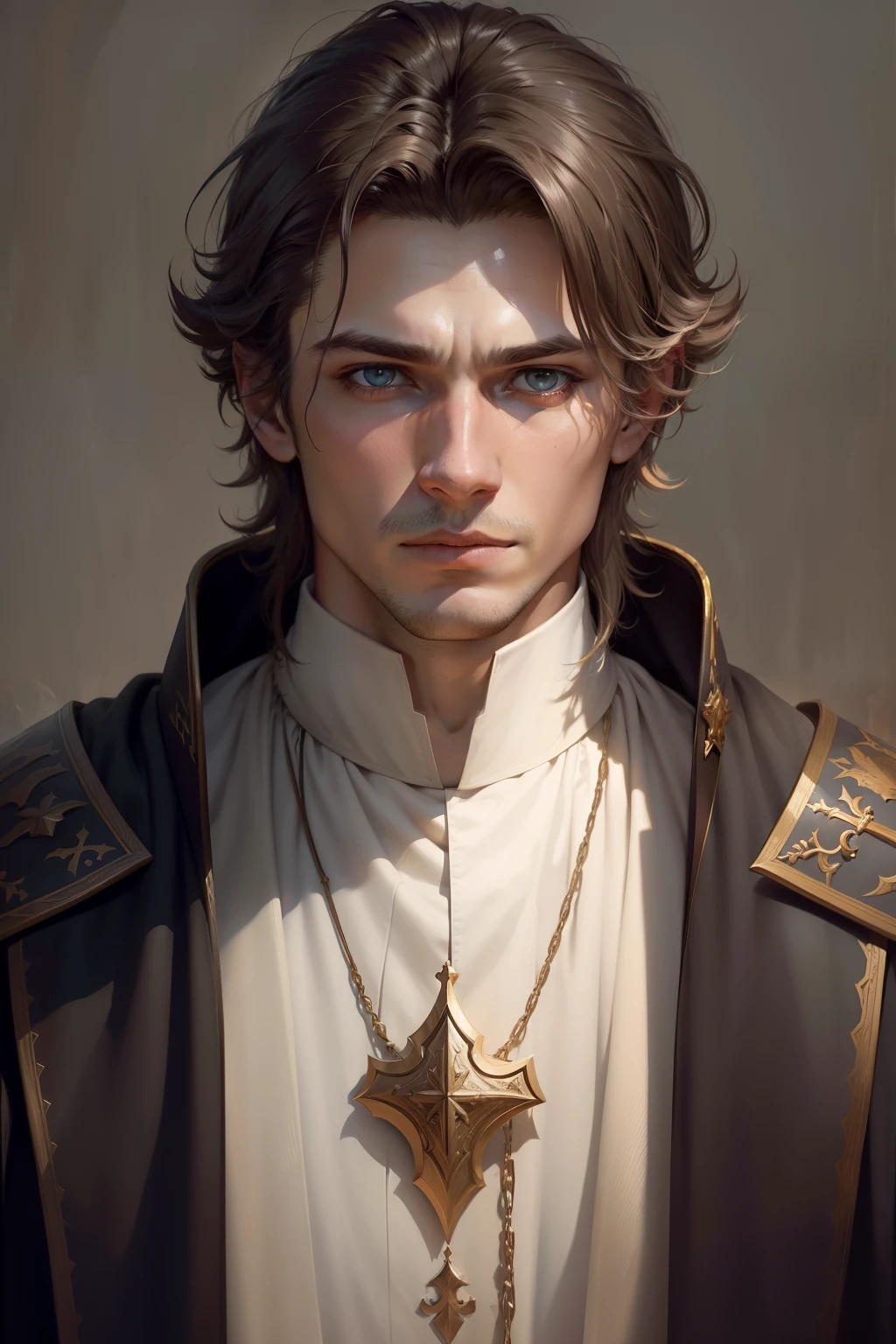 High angle detail ((Portrait of a priest)), DND style，dungeons and ...