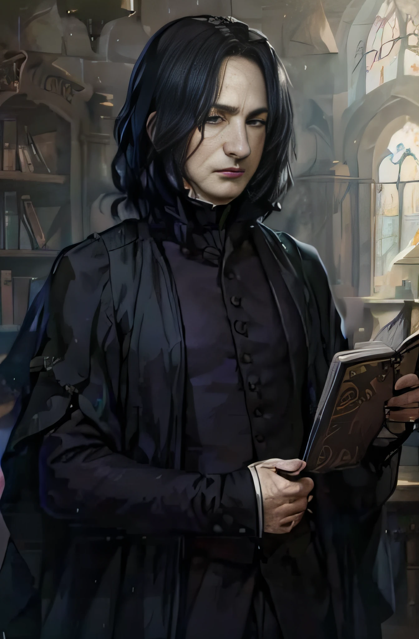 Severus Rogue avec un livre