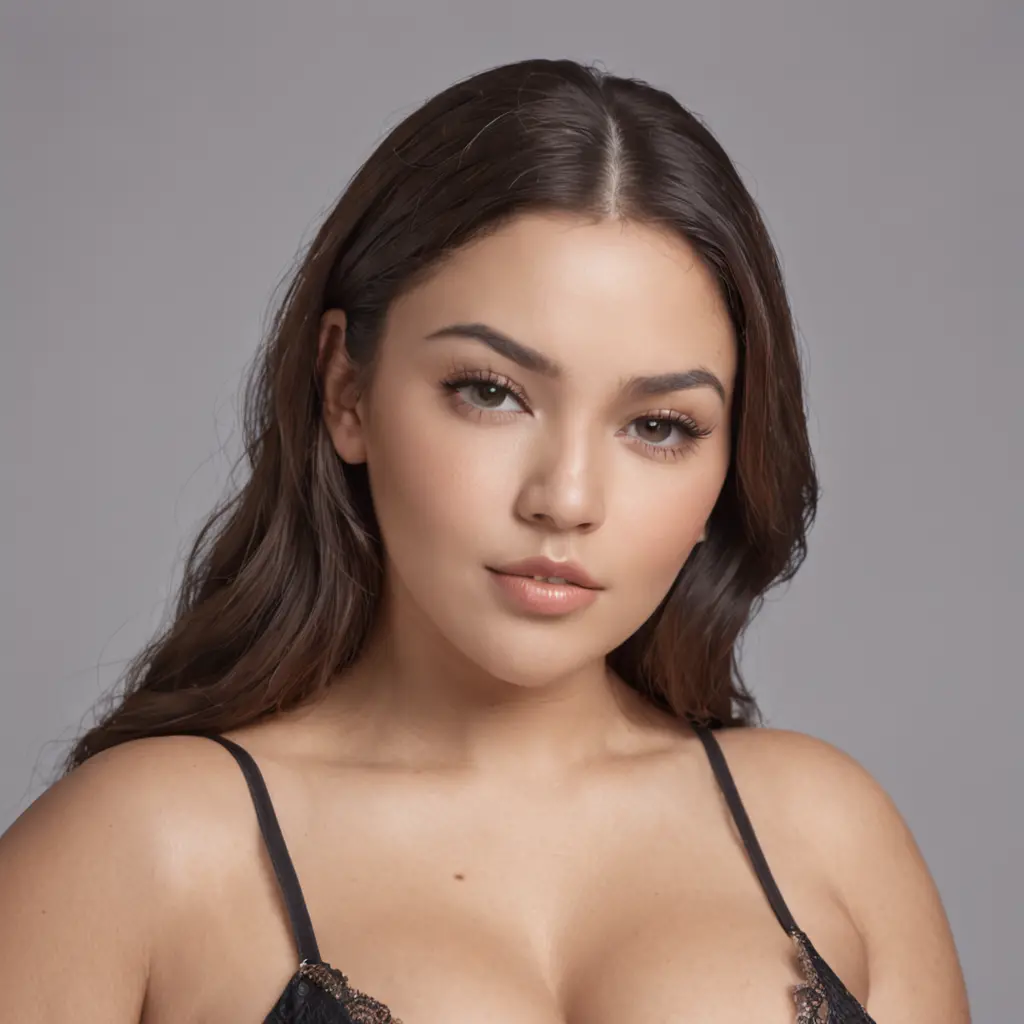 Latina woman posing with big boobies and big breasts, curvy body
