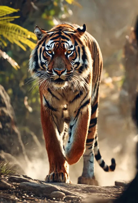 cinematic realistic pictures of tiger,safari, ultra hd, realistic, vivid colors, highly detailed, UHD drawing, pen and ink, perfect composition, beautiful detailed intricate insanely detailed octane render trending on artstation, 8k artistic photography, p...