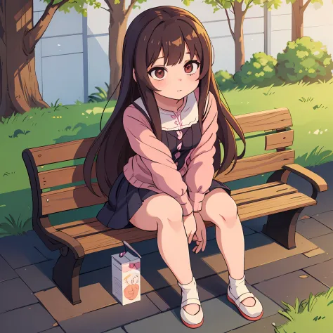 Anime girl sitting on a bench with her legs crossed, anime moe artstyle, The anime girl is crouching, cute anime girl squatting,...