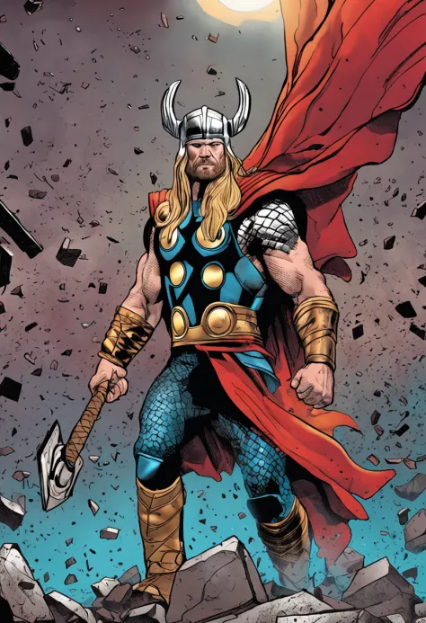 Thor da marvel, empunhando o martelo