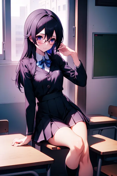 anime girl in a school uniform standing in a classroom, Beautiful Anime High School Girls, Anime moe art style, JK school unifor...
