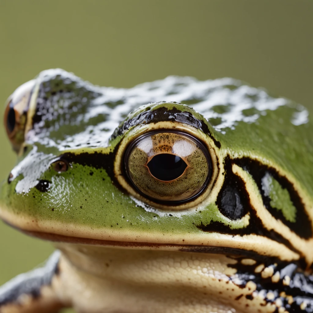 A close up of a frog's face with a green background - SeaArt AI