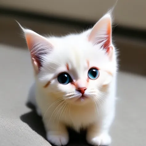 Cute kitten with big eyes、Cast Labaganza、White coat、Bushy hair、Small kittens、Fantastical