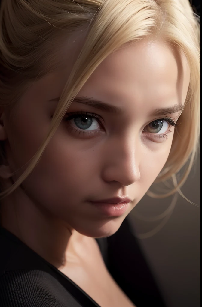 (Full-body image, 18 year old student with wavy hair, blond , top of the head curly Ponytail ), dark circles, (1:1 cyan eyes),breasts big, fotrrealisitic, fot, Masterpiece artwork, realisitic, 真实感, rendering, hight contrast, photographingrealistic digital art trend on Artstation 8k HD high definition detailed realistic , detailded, texture skin, hiper detailded, Textura realisitic da pele, armour, best qualityer, ultra high-resolution, (fotr realisitic: 1.4), high resolution, detailded, fot crua, sharp re, by lee jeffries nikon d850 film stock photographygrafiagraphy 4 kodak camera portra 400 lens f1.6 colors rich hyper realistic texture dramatic lighting irrealengine trending on artstation cinestill 800, walking around the city.