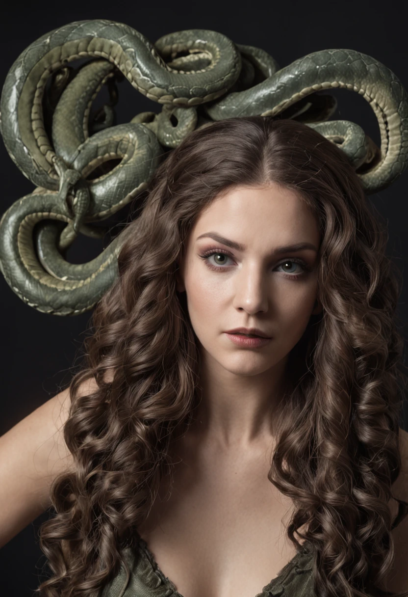 1 woman, Medusa, fierce, snakes as hair, young lady as Medusa - SeaArt AI